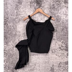 Rachel Comey Top 2 Womens Black Gauze Single Sleeve Blouse